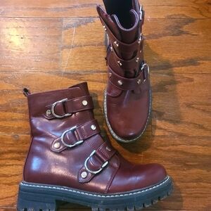 SO Burgundy Boots Size 6